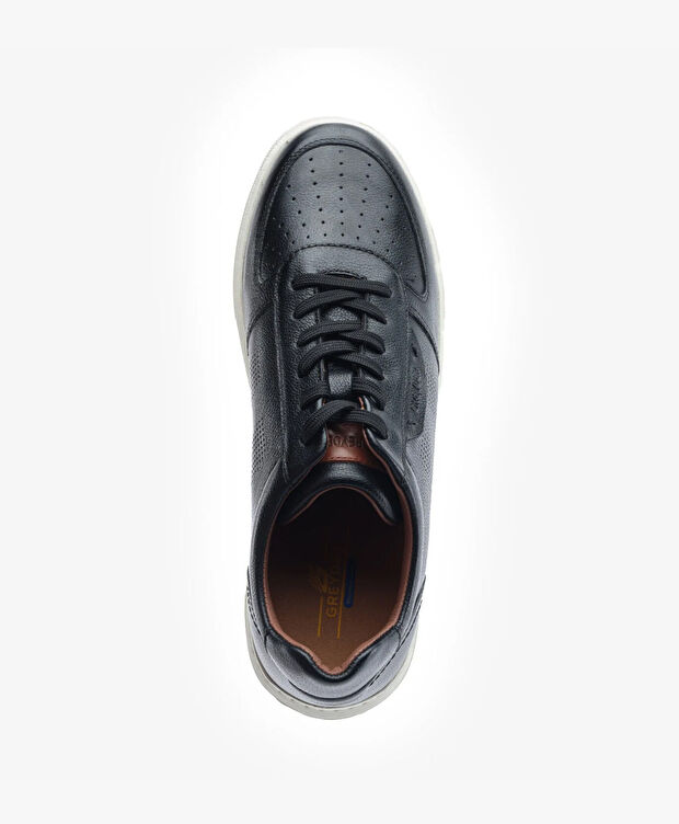 Erkek Siyah Hakiki Deri Sneaker Ayakkabı - 4