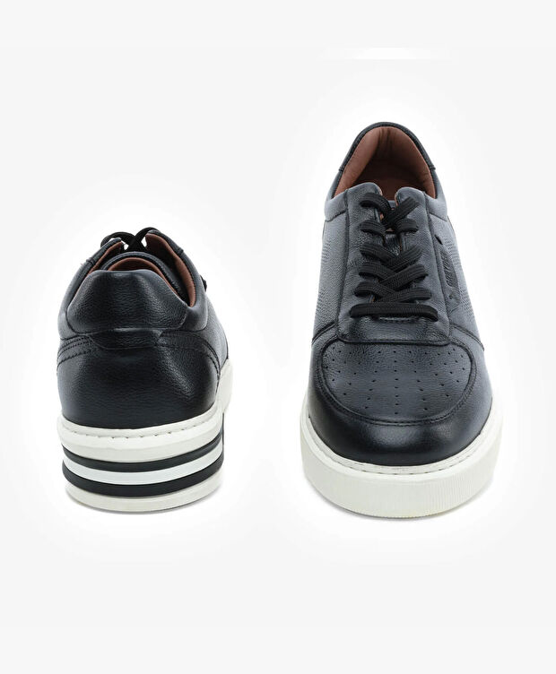 Erkek Siyah Hakiki Deri Sneaker Ayakkabı - 7