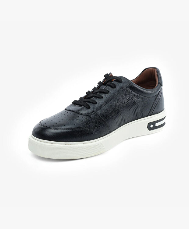 Erkek Siyah Hakiki Deri Sneaker Ayakkabı - 3