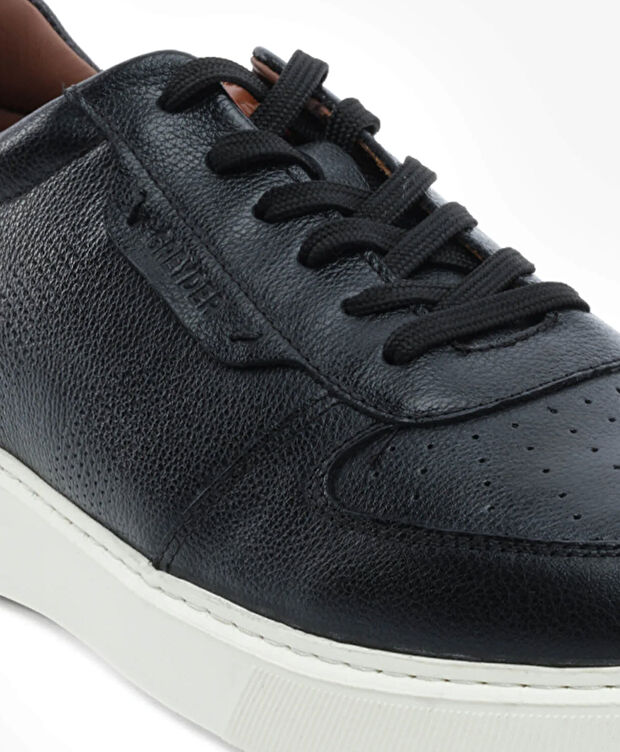 Erkek Siyah Hakiki Deri Sneaker Ayakkabı - 5
