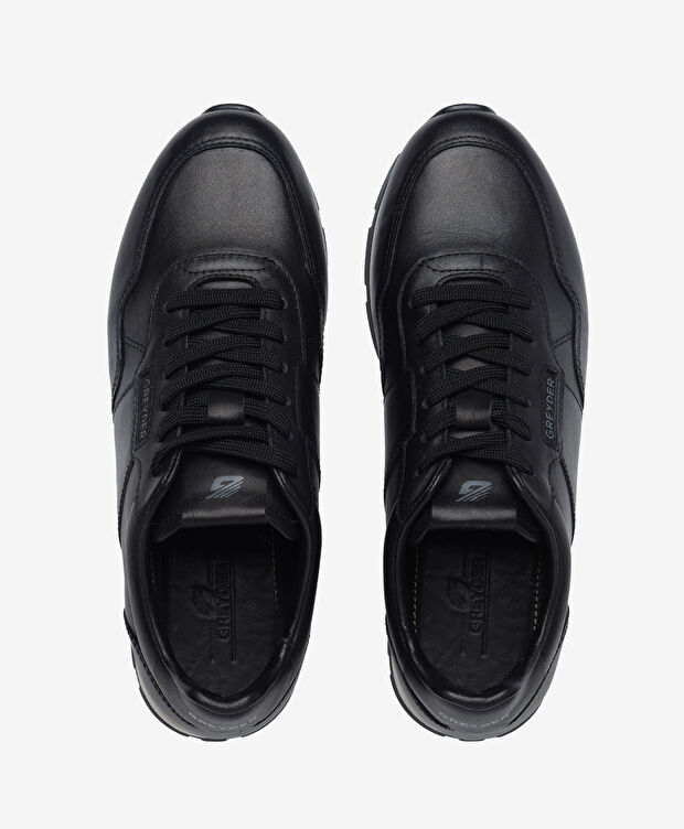 Erkek Siyah Hakiki Deri Günlük Spor Ayakkabı - 5