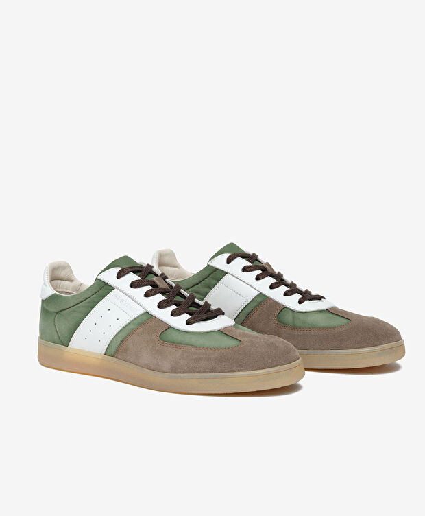 Erkek Vizon Yeşil Hakiki Deri Sneaker Ayakkabı - 3