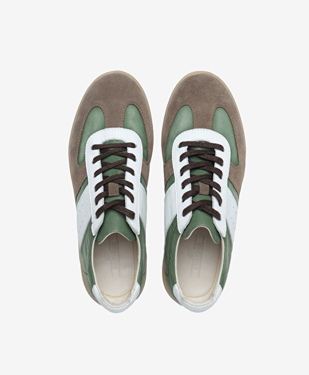 Erkek Vizon Yeşil Hakiki Deri Sneaker Ayakkabı - 5