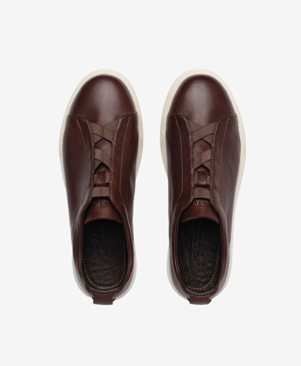 Erkek Kahverengi Hakiki Deri Sneaker Ayakkabı - 5