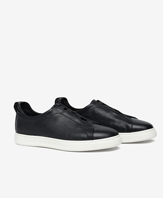Erkek Siyah Hakiki Deri Sneaker Ayakkabı - 3