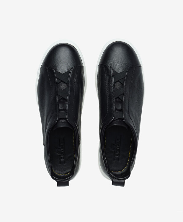 Erkek Siyah Hakiki Deri Sneaker Ayakkabı - 5