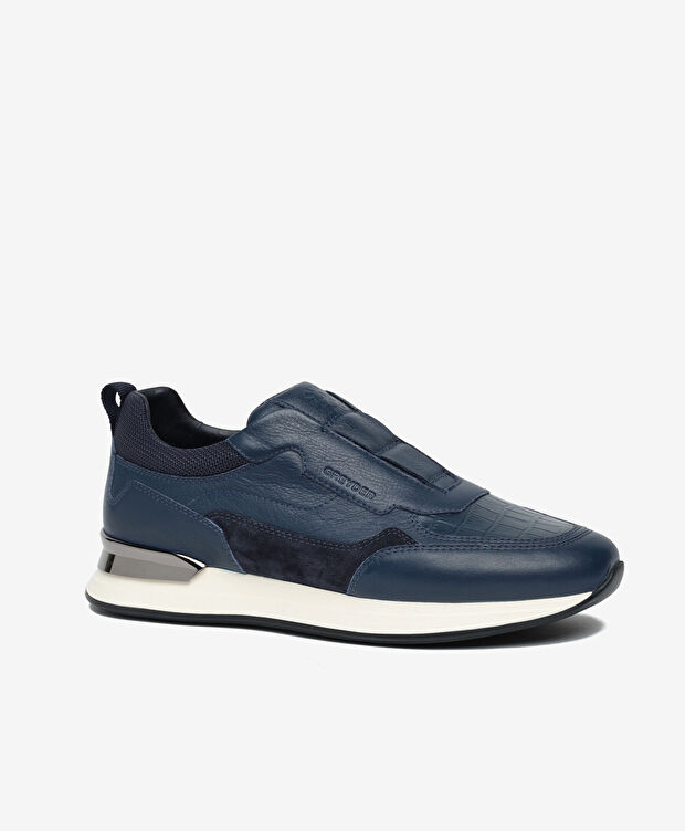 Erkek Lacivert Hakiki Deri Spor Ayakkabı - 2