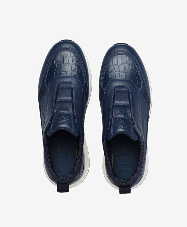 Erkek Lacivert Hakiki Deri Spor Ayakkabı - 5