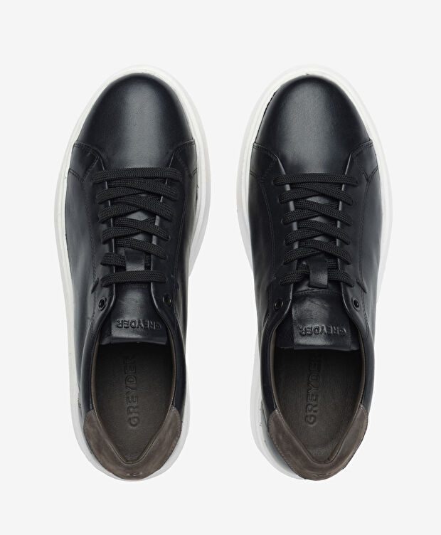 Erkek Siyah Hakiki Deri Sneaker Ayakkabı - 5