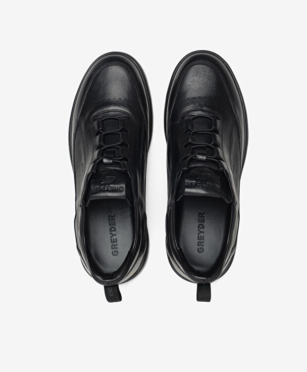 Erkek Siyah Hakiki Deri Casual Ayakkabı - 5