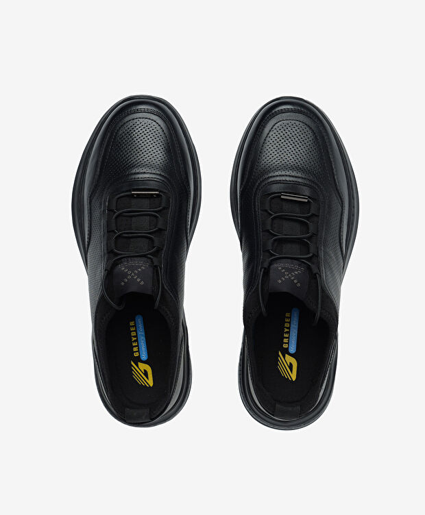 Erkek Siyah Hakiki Deri Casual Ayakkabı - 5