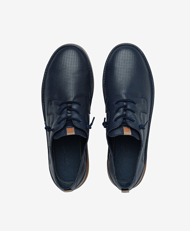 Erkek Lacivert Hakiki Deri Comfort Ayakkabı - 5