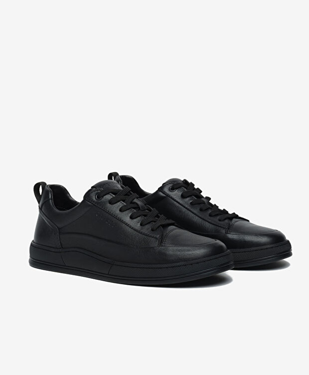 Erkek Siyah Hakiki Deri Sneaker Ayakkabı - 3