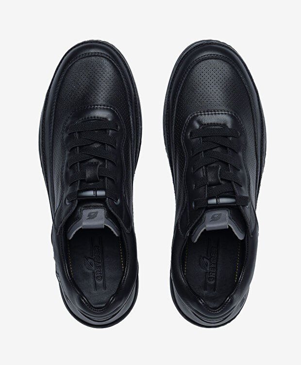 Erkek Siyah Hakiki Deri Casual Ayakkabı - 5