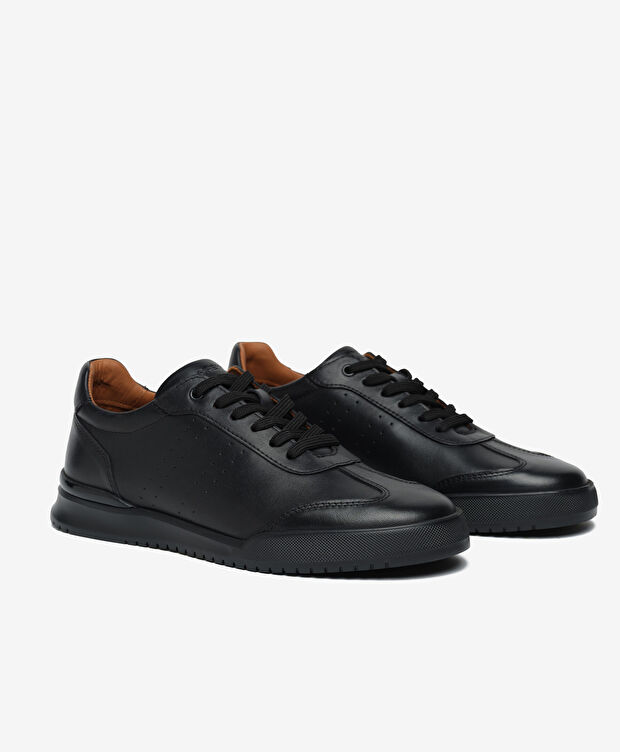 Erkek Siyah Hakiki Deri Sneaker Ayakkabı - 3