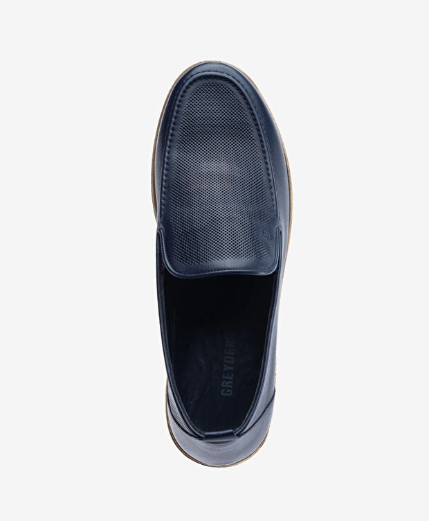 Erkek Lacivert Hakiki Deri Casual Ayakkabı - 4