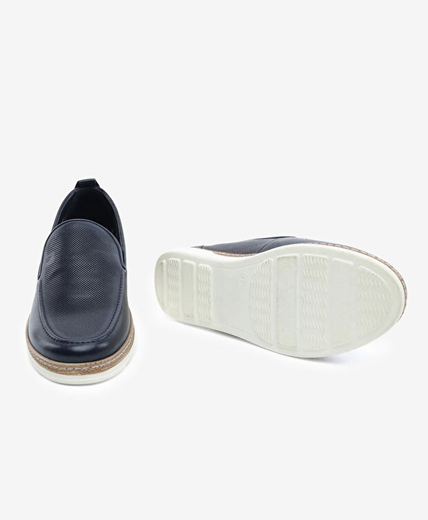 Erkek Lacivert Hakiki Deri Casual Ayakkabı - 6