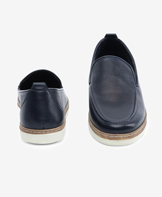 Erkek Lacivert Hakiki Deri Casual Ayakkabı - 7