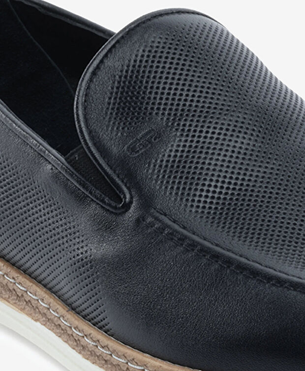 Erkek Siyah Hakiki Deri Casual Ayakkabı - 5