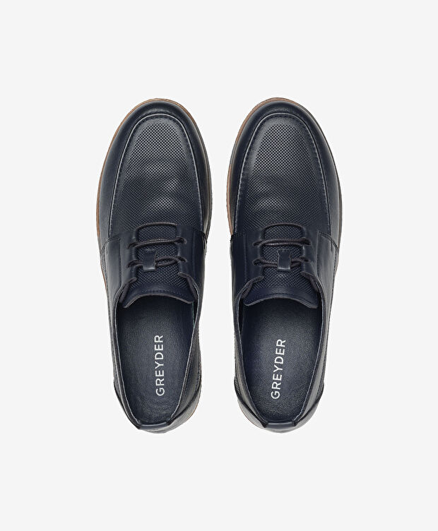 Erkek Lacivert Hakiki Deri Casual Ayakkabı - 5