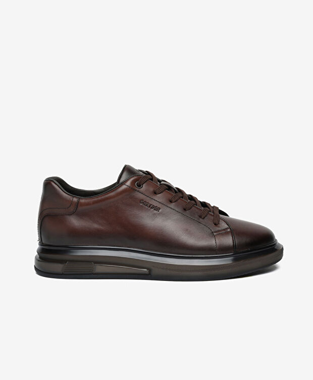 Erkek Kahverengi Hakiki Deri Sneaker Ayakkabı - 1