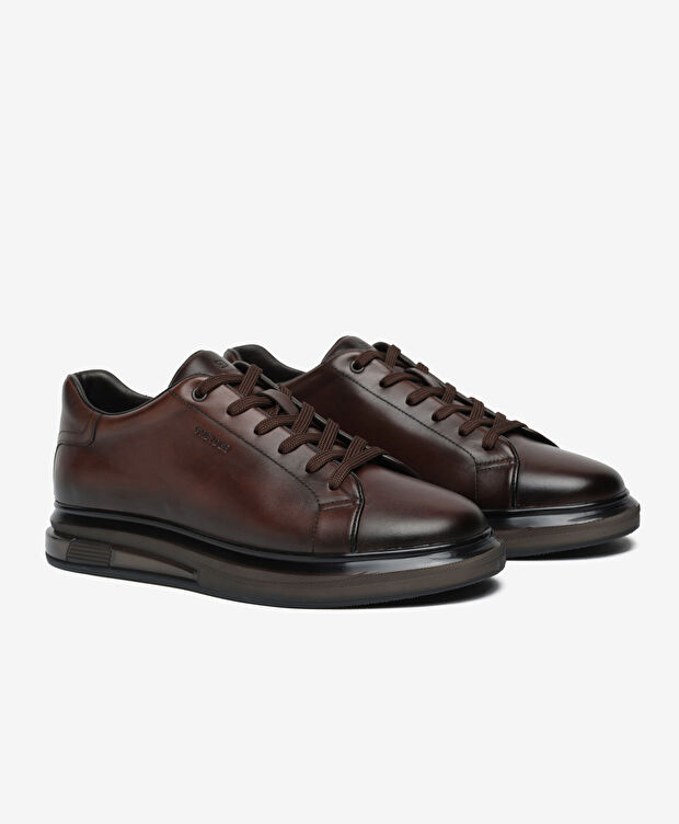 Erkek Kahverengi Hakiki Deri Sneaker Ayakkabı - 3