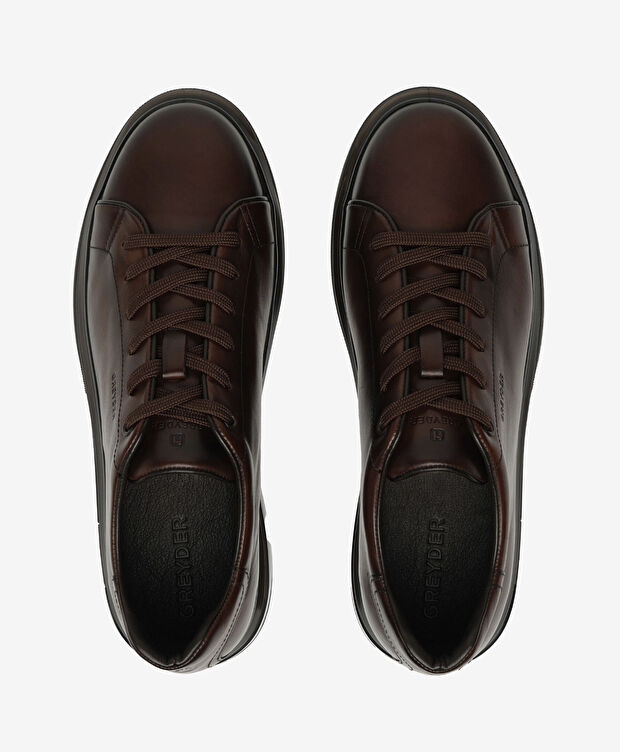 Erkek Kahverengi Hakiki Deri Sneaker Ayakkabı - 5