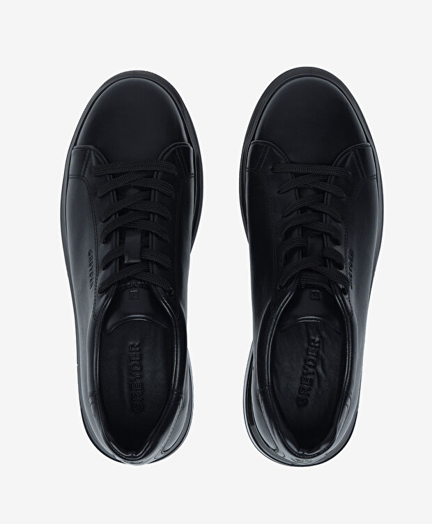 Erkek Siyah Hakiki Deri Sneaker Ayakkabı - 5