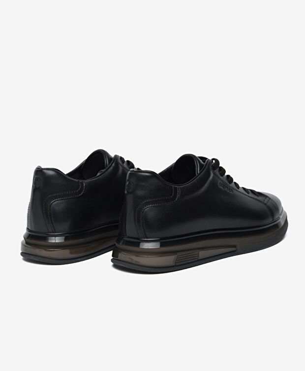 Erkek Siyah Hakiki Deri Sneaker Ayakkabı - 4