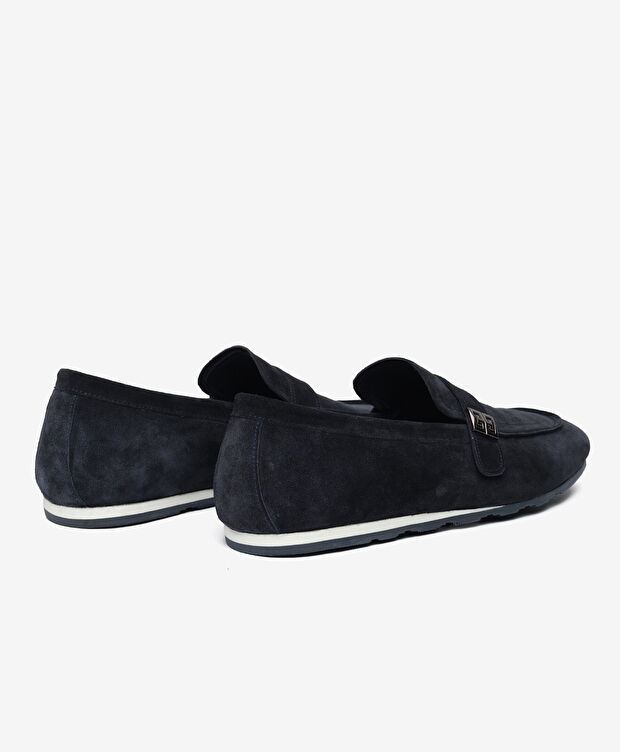 Erkek Lacivert Hakiki Deri Loafer Ayakkabı - 4