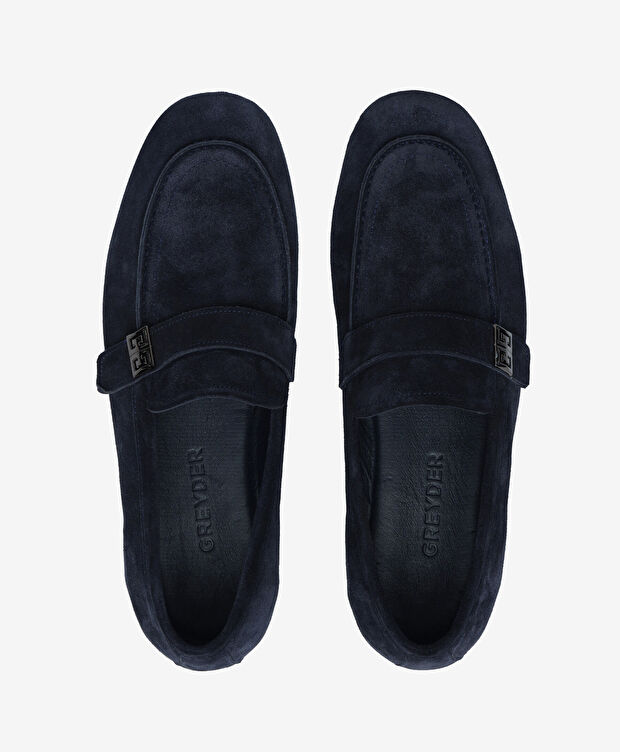 Erkek Lacivert Hakiki Deri Loafer Ayakkabı - 5