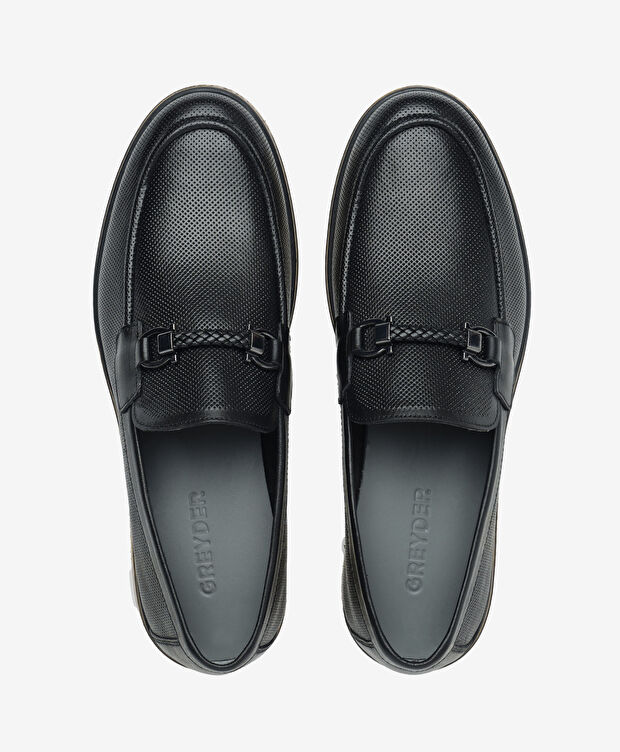 Erkek Siyah Hakiki Deri Loafer Ayakkabı - 5