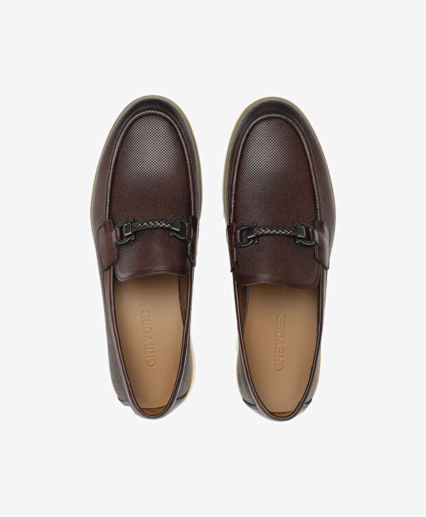 Erkek Kahverengi Hakiki Deri Loafer Ayakkabı - 5