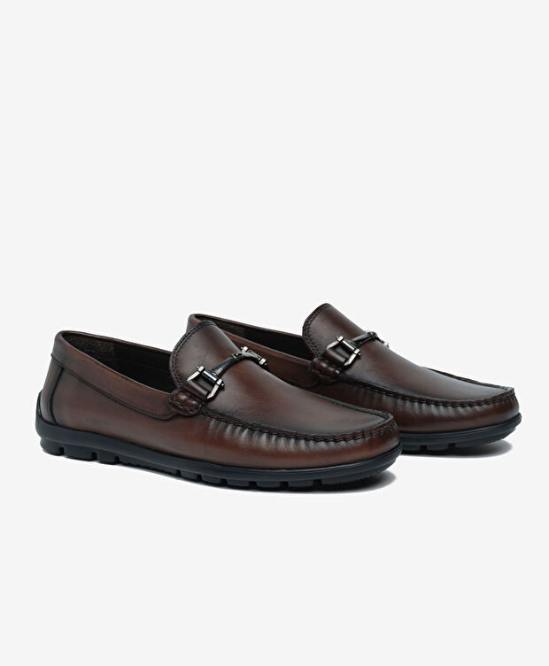 Erkek Kahverengi Hakiki Deri Loafer Ayakkabı - 3