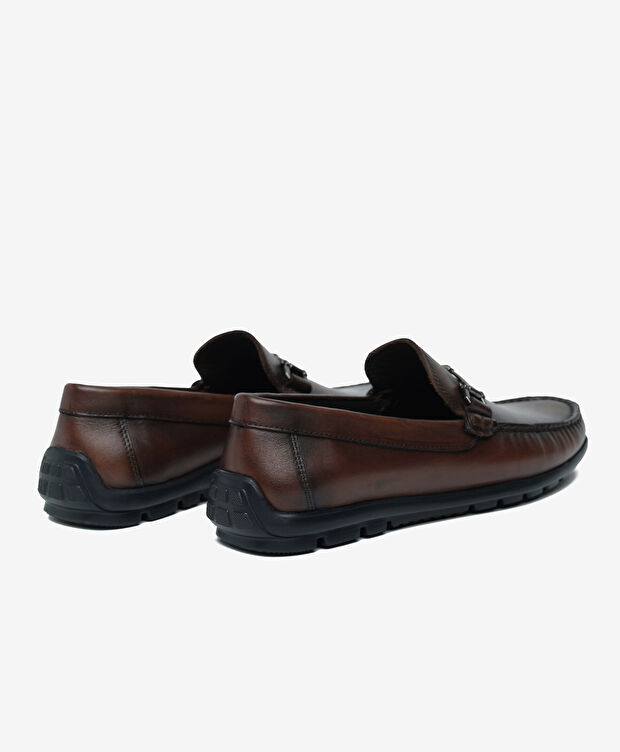 Erkek Kahverengi Hakiki Deri Loafer Ayakkabı - 4