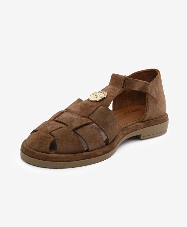 Kadın Sigaro Süet Hakiki Deri Sandalet - 3