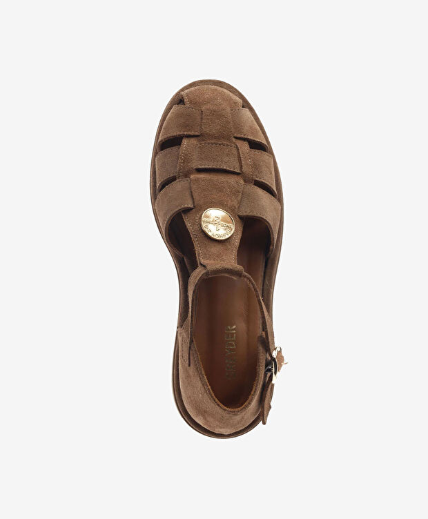 Kadın Sigaro Süet Hakiki Deri Sandalet - 4