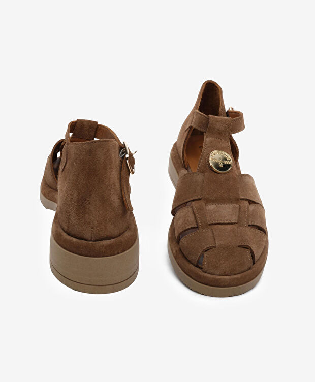 Kadın Sigaro Süet Hakiki Deri Sandalet - 7