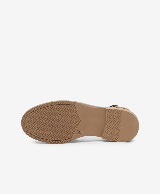 Kadın Bej Süet Hakiki Deri Sandalet - 6