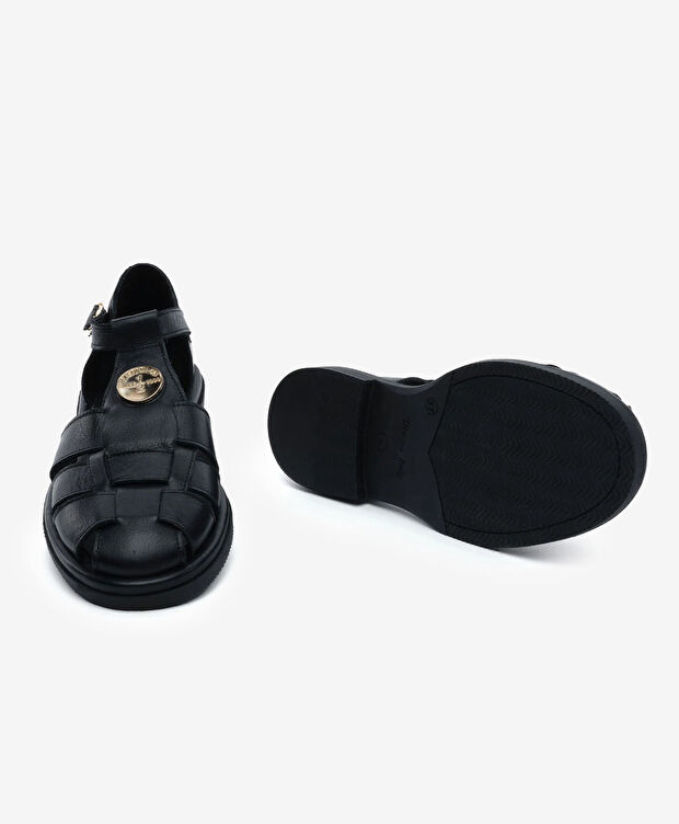 Kadın Siyah Hakiki Deri Sandalet - 6