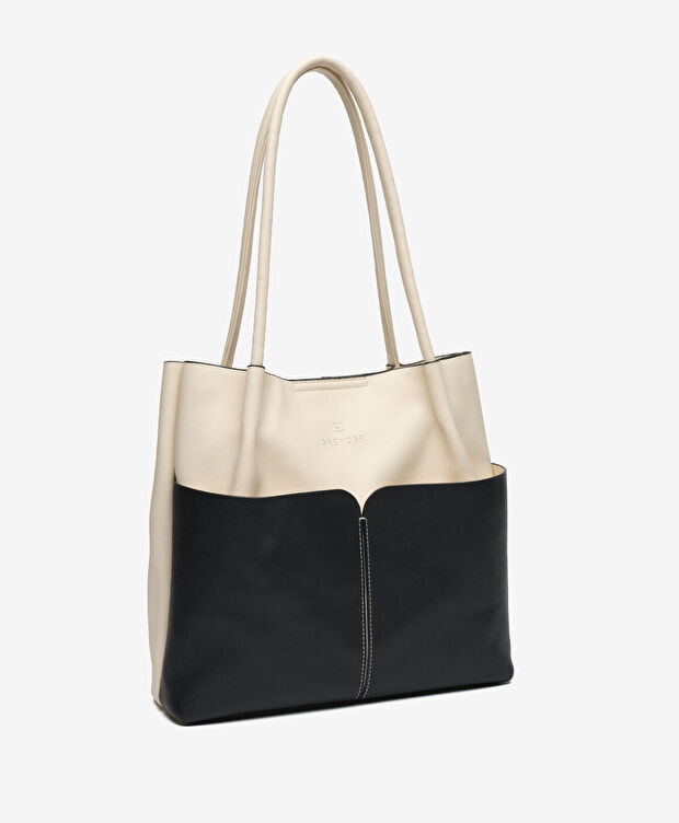 Kadın Bej Siyah Omuz Çantası - 2