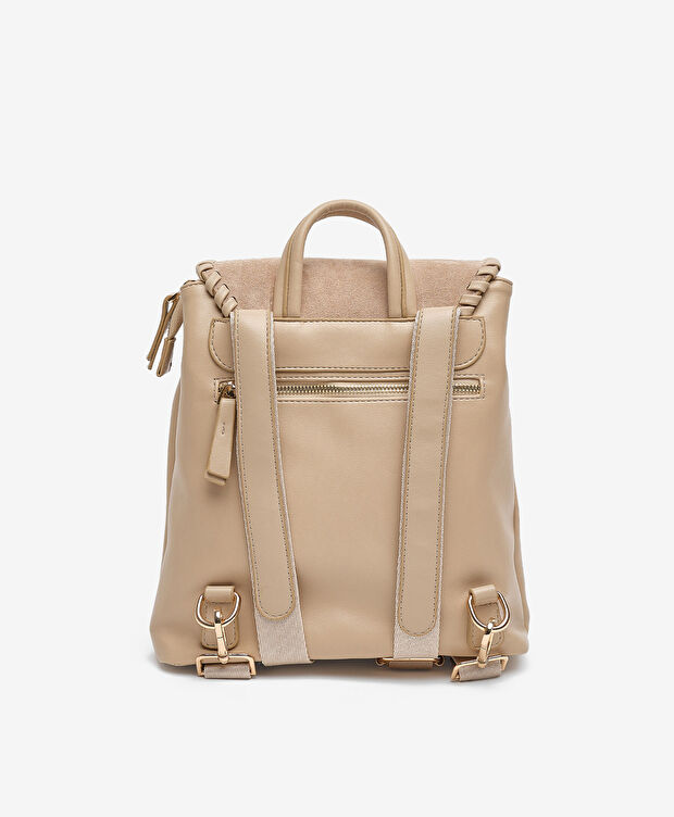 Kadın Bej Hakiki Deri Sırt Çantası - 3