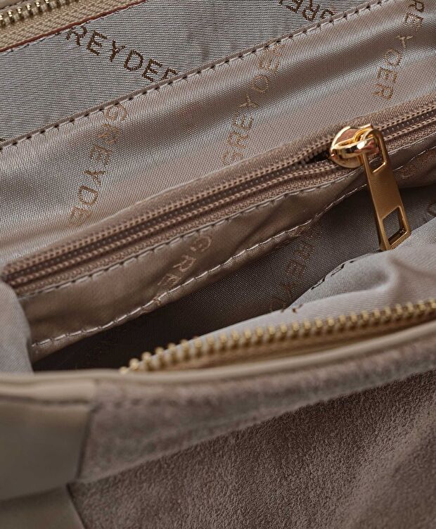 Kadın Bej Hakiki Deri Sırt Çantası - 4