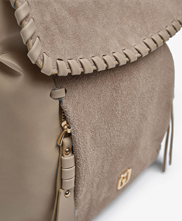 Kadın Bej Hakiki Deri Sırt Çantası - 5