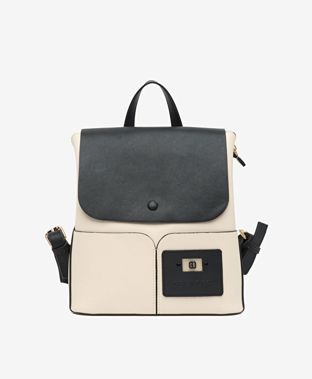 Kadın Bej Siyah Sırt Çantası - 1