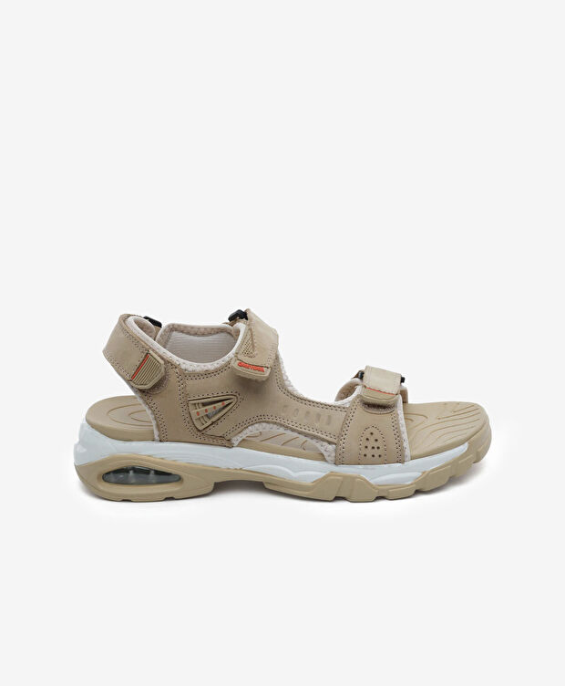 Kadın Bej Hakiki Deri Sandalet - 1