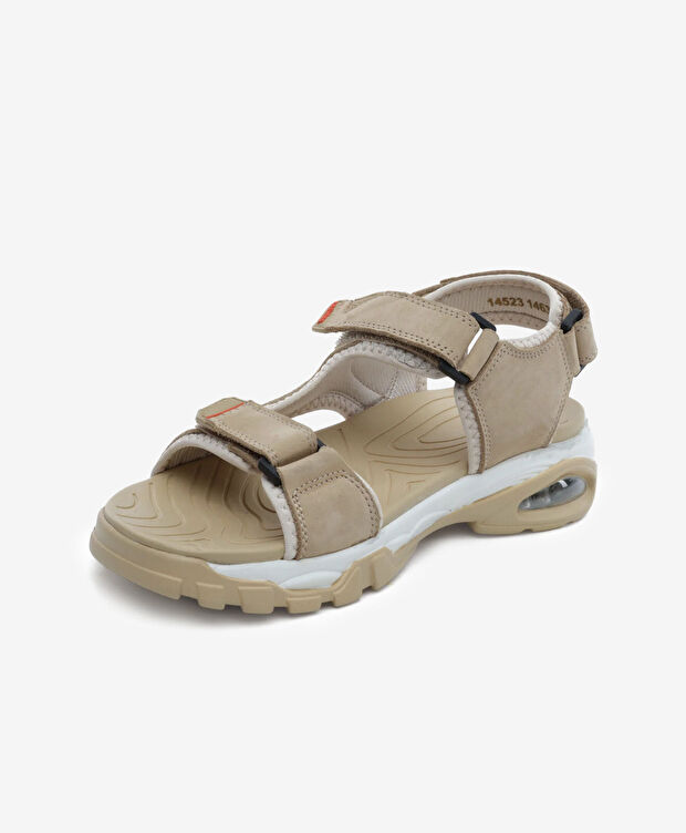 Kadın Bej Hakiki Deri Sandalet - 3