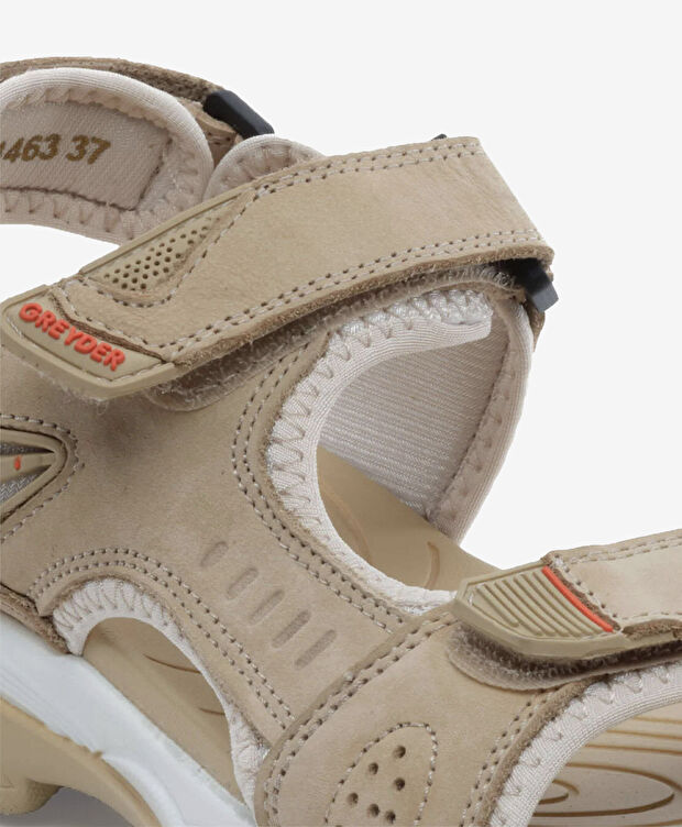 Kadın Bej Hakiki Deri Sandalet - 5