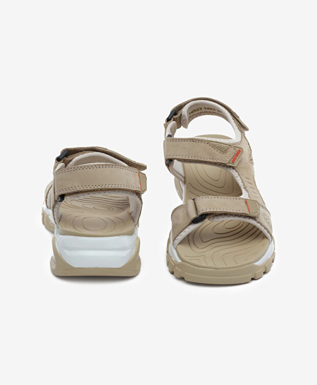 Kadın Bej Hakiki Deri Sandalet - 7