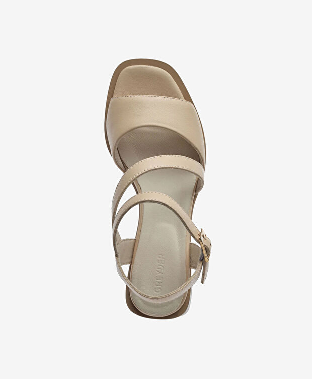 Kadın Turuncu Hakiki Deri Topuklu Sandalet - 3